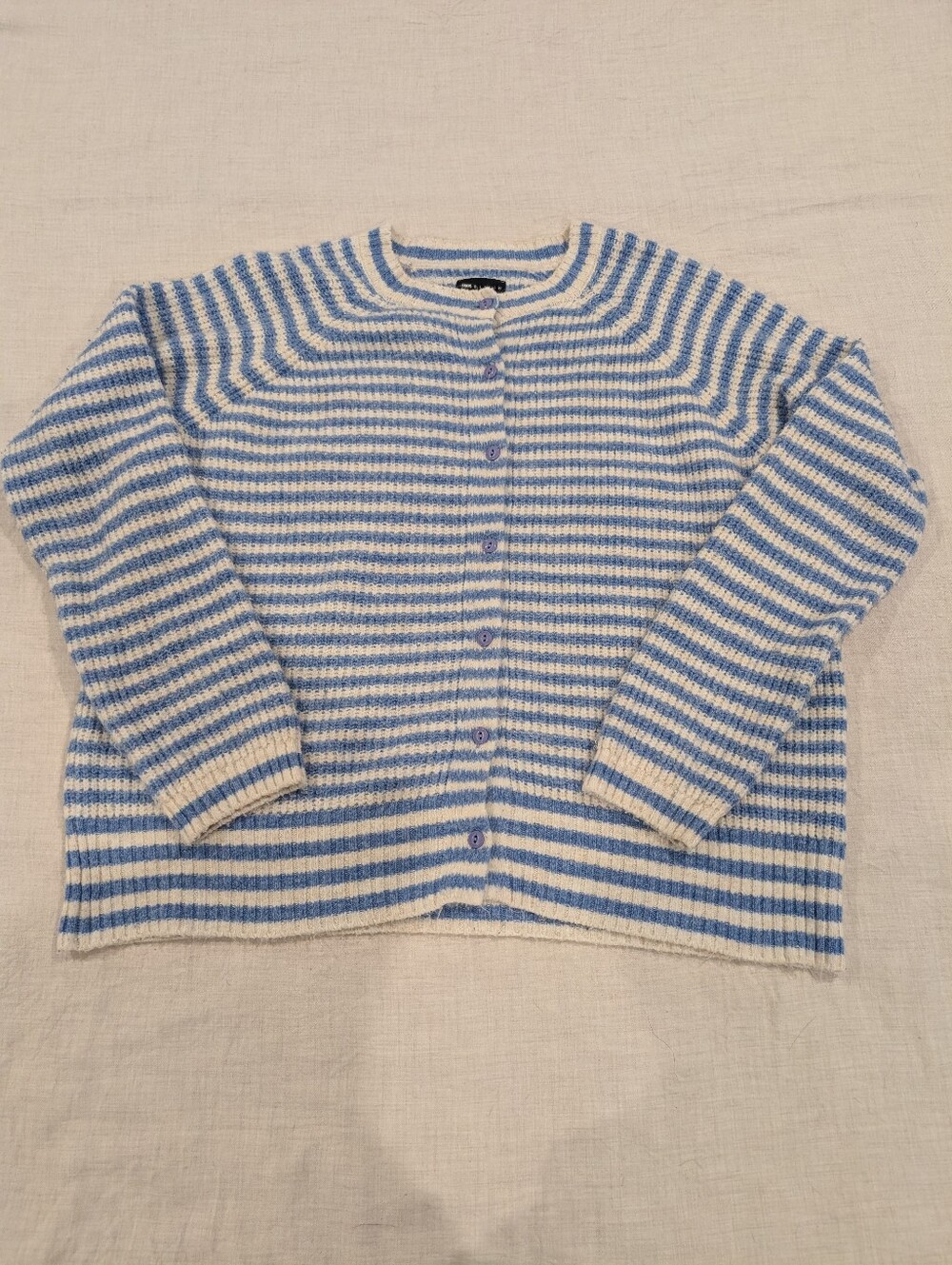 ASOS Blue and White Striped Knit Cardigan